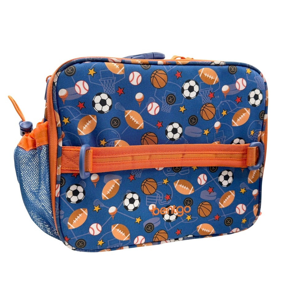 Bentgo Kids Sports Lunch Bag Blue Orange Football Soccer Basketball Baseball